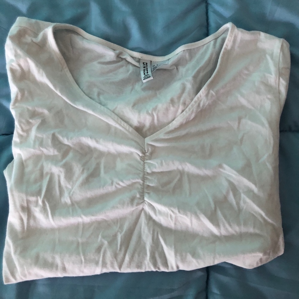 White Cinched Long Sleeve Top